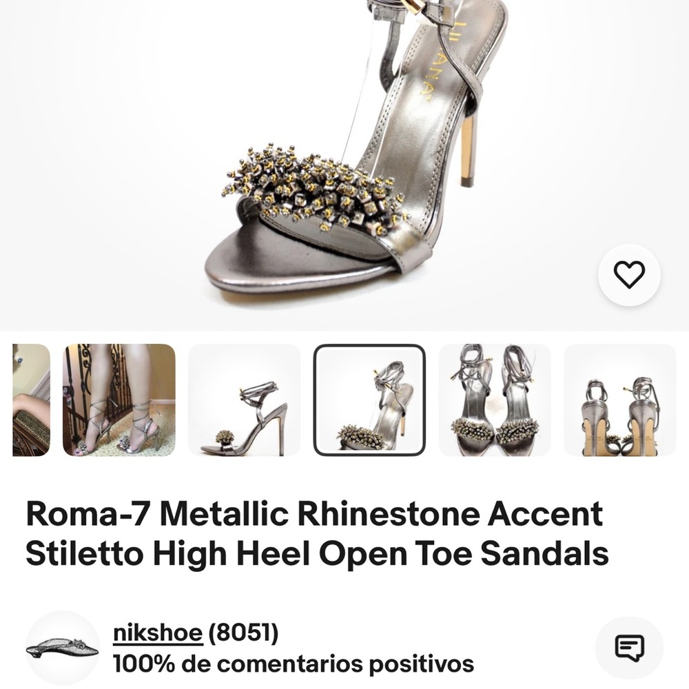 Liliana Silver Embellished Strappy Heels - Picture 12 of 12